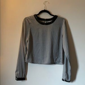 Guess top with faux leather collar